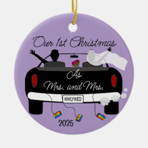 Women's 1st Christmas Newlyweds Ceramic Ornament