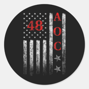 Womens 2028 Aoc President American Flag Vintage Fa Classic Round Sticker