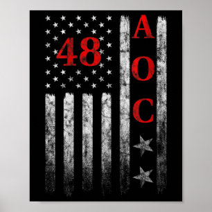 Womens 2028 Aoc President American Flag Vintage Fa Poster