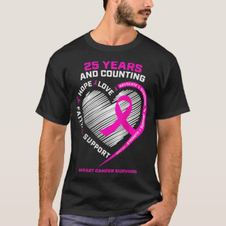 Womens 25 Year Survivor Gifts Grandma Mum Breast C T-Shirt