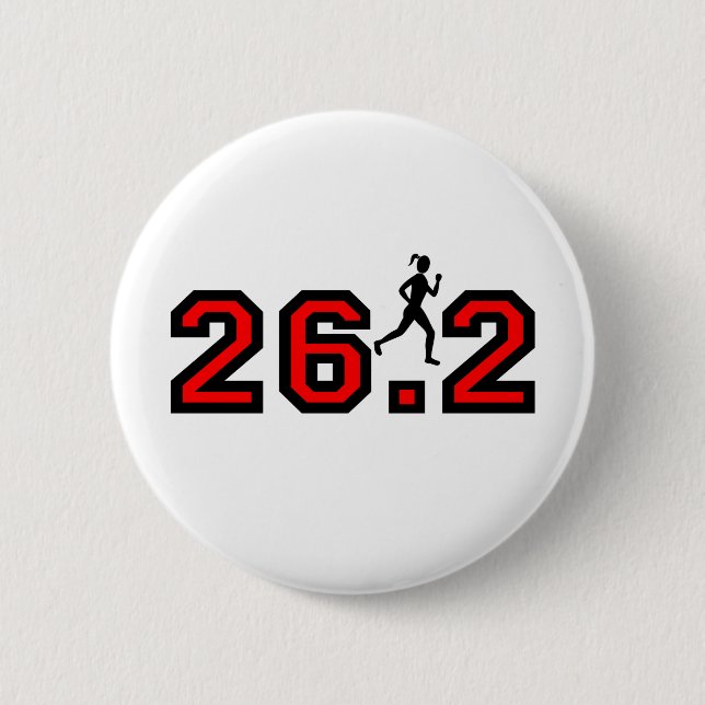 women's 26.2 marathon 6 cm round badge (Front)