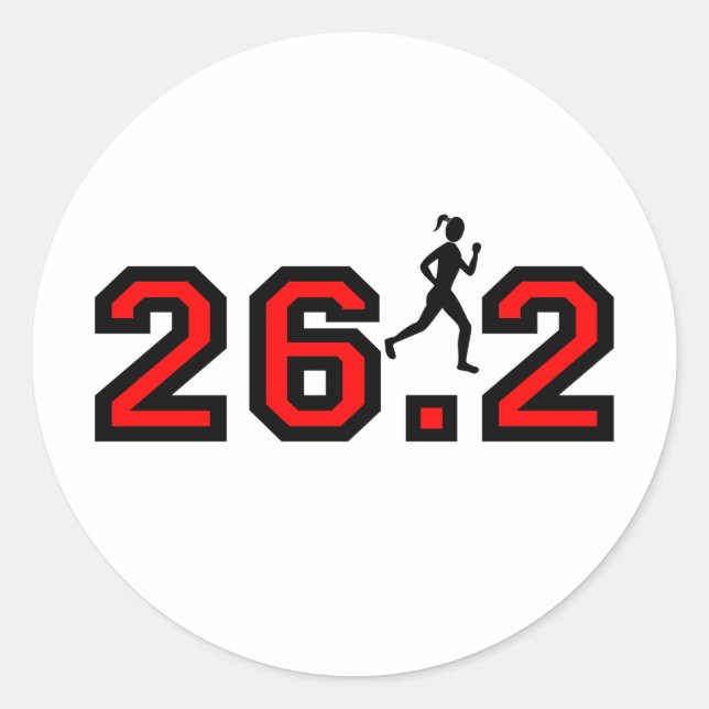 women's 26.2 marathon classic round sticker (Front)