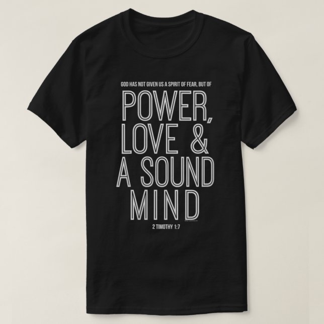 Womens 2 Timothy 17 Bible Verse Power Love Sound M T-Shirt (Design Front)