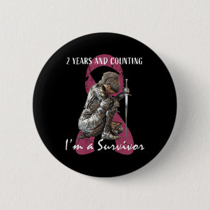Womens 2 Years Cancer Free Pink Breast Cancer Surv 6 Cm Round Badge