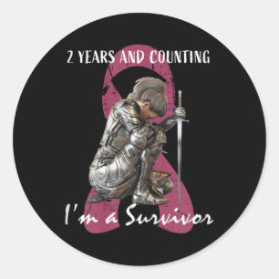 Womens 2 Years Cancer Free Pink Breast Cancer Surv Classic Round Sticker