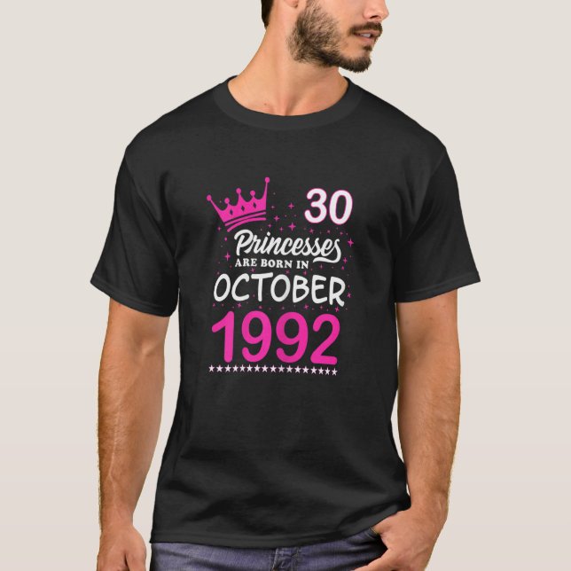 Womens 30th Birthday Pink Princesses Are Born In O T-Shirt (Front)