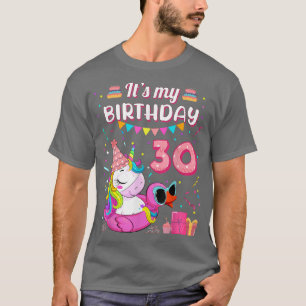 Womens 30th Birthday Unicorn Duck Swimming Pool 30 T-Shirt