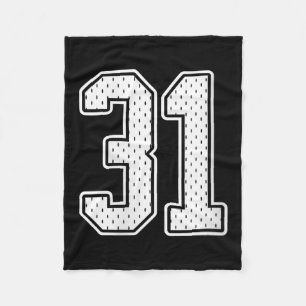 Womens #31 White Vintage Number 31 Srts Fan Jersey Fleece Blanket