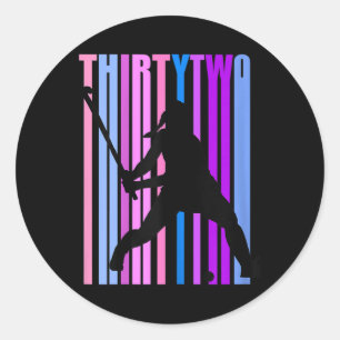 Womens 32nd Birthday Field Hockey Player Sports Gi Classic Round Sticker