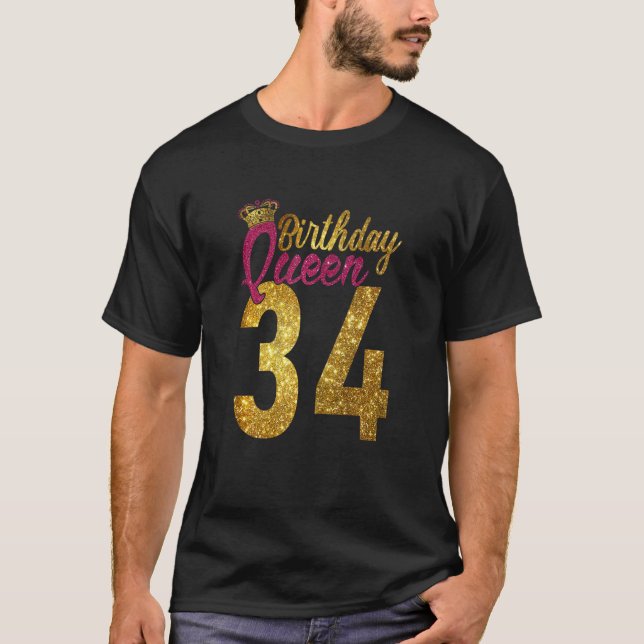 Womens 34 Years Old 1988 34th Birthday Queen Diamo T-Shirt (Front)