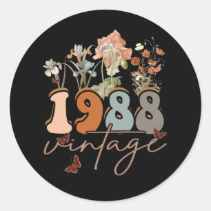 Womens 35 Years Old Vintage 1988 35th Birthday Tee Classic Round Sticker