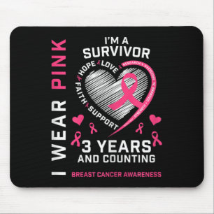 Womens 3 Years Cancer Free I Wear Pink I'm A Breas Mouse Mat