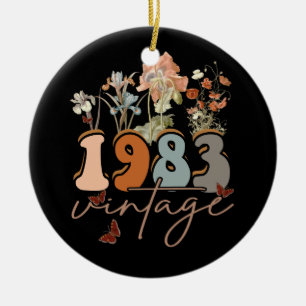 Womens 40 Years Old Vintage 1983 40th Birthday Tee Ceramic Tree Decoration