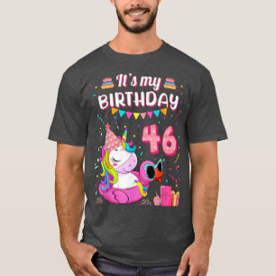 Womens 46th Birthday Unicorn Duck Swimming Pool 46 T-Shirt