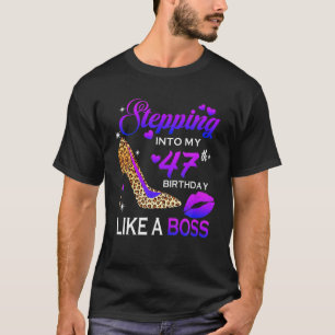 Womens 47Th Birthday Gifts Stepping Into 47 Leopar T-Shirt