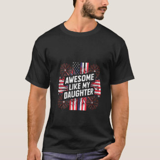 Womens 4th Of July Awesome Like My Daughter V Neck T-Shirt