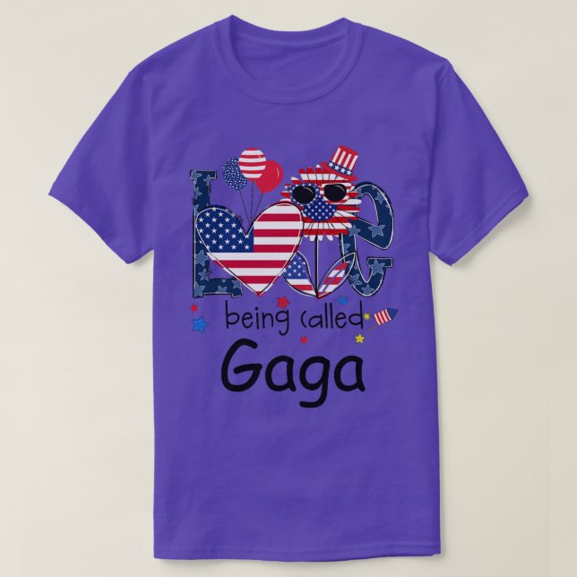 Womens 4th of July Love Being Called Gaga Sunflowe T-Shirt (Design Front)