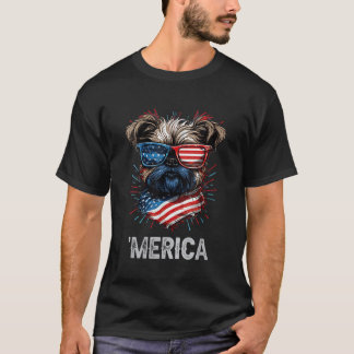 Womens 4th Of July Patriotic Brussels Griffon Dog  T-Shirt