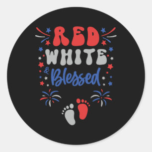 Womens 4th Of July Pregnancy Dress Red White And B Classic Round Sticker