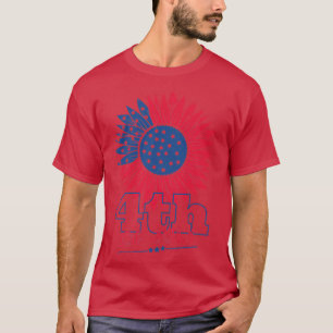 Womens 4th Of July Sunflower Design USA Flag Patri T-Shirt