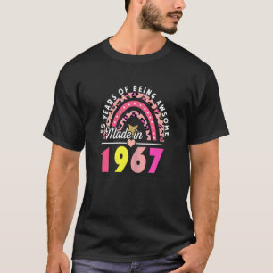 Womens 55 Years Of Being Awesome Leopard Rainbow 5 T-Shirt