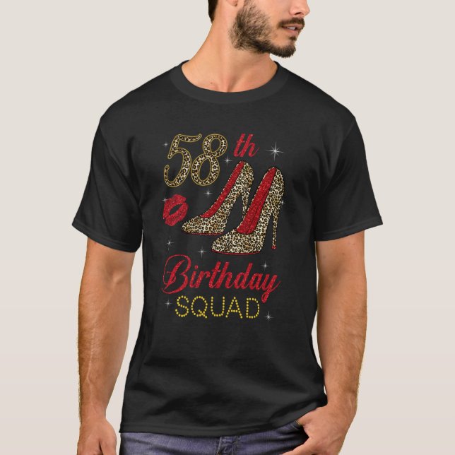 Womens 58th Birthday Squad Stepping Into 58 Leopar T-Shirt (Front)