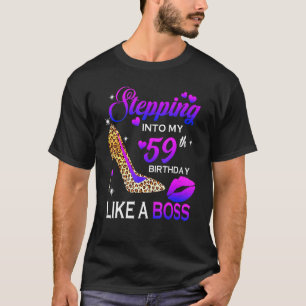 Womens 59th Birthday  Stepping Into 59 Leopard Sho T-Shirt