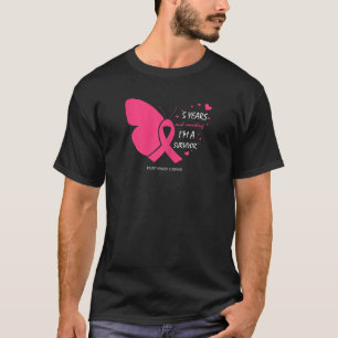 Womens 5 Years Breast Cancer Free Gifts Butterfly  T-Shirt