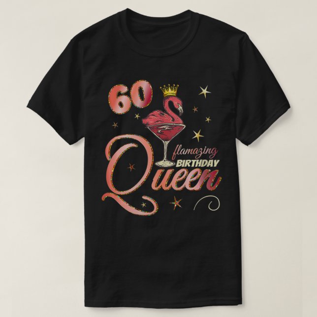 Womens 60th birthday flamingo gifts for 60 years o T-Shirt (Design Front)