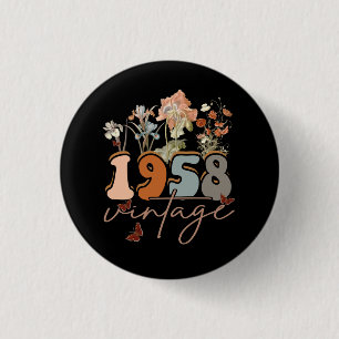 Womens 65 Years Old Vintage 1958 65th Birthday Tee 3 Cm Round Badge