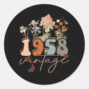 Womens 65 Years Old Vintage 1958 65th Birthday Tee Classic Round Sticker