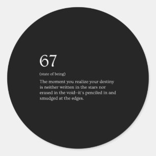 Womens 67 Definition Meme V-neck Classic Round Sticker