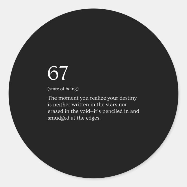 Womens 67 Definition Meme V-neck  Classic Round Sticker (Front)