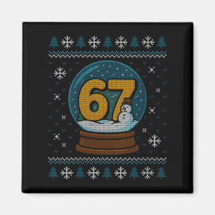 Womens 67 Meme Snow Globe Christmas Ugly Sweater X Magnet