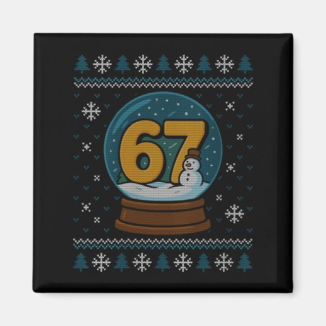 Womens 67 Meme Snow Globe Christmas Ugly Sweater X Magnet (Front)