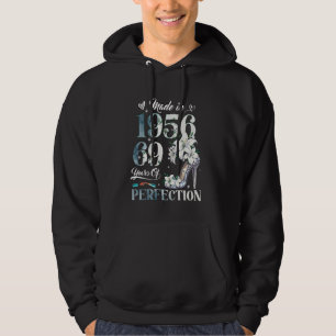 Womens 69th Birthday Floral Made in 1956 Gifts 69  Hoodie