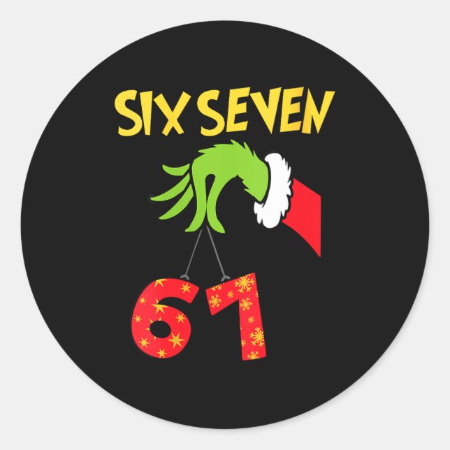 Womens 6 7 Six Seven Gen Z Alpha Meme Slang Holida Classic Round Sticker (Front)