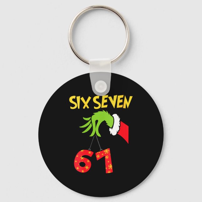 Womens 6 7 Six Seven Gen Z Alpha Meme Slang Holida Key Ring (Front)