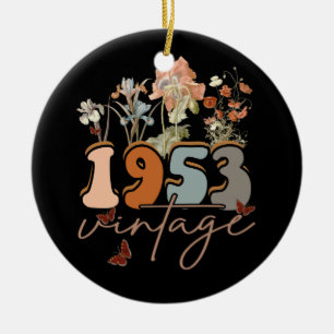 Womens 70 Years Old Vintage 1970 53th Birthday Tee Ceramic Tree Decoration