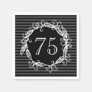 Women's 70th Birthday White Black Grey Swirly Napkin