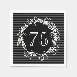 Women's 70th Birthday White Black Grey Swirly Napkin