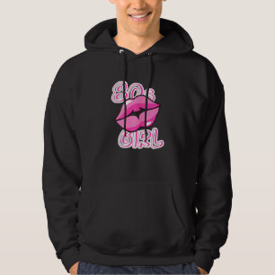 Womens 80s Girl Lips 80s Child Retro Eighties Musi Hoodie