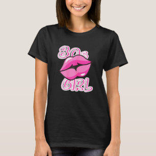 Womens 80s Girl Lips 80s Child Retro Eighties Musi T-Shirt