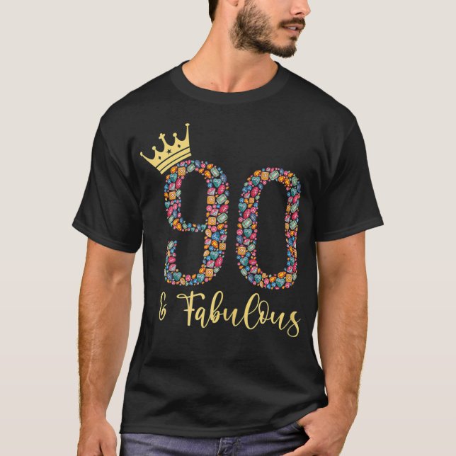 Womens 90 Years Old And Fabulous, 90th Birthday Gi T-Shirt (Front)