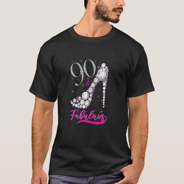 Womens 90 Years Old Fabulous Diamond Crown Shoes 9 T-Shirt (Front)