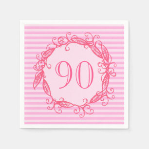 Women's 90th Birthday Beautiful Pink Swirly Napkin