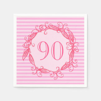 Women's 90th Birthday Beautiful Pink Swirly Napkin
