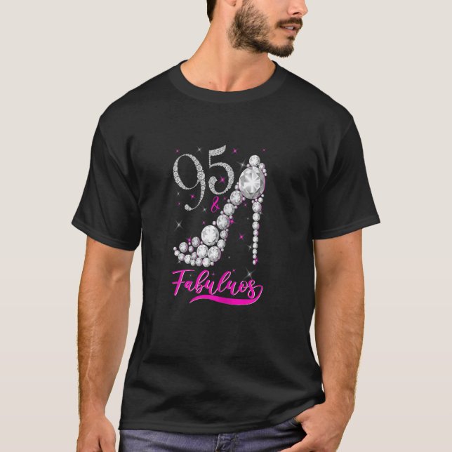 Womens 95 Years Old Fabulous Diamond Crown Shoes 9 T-Shirt (Front)