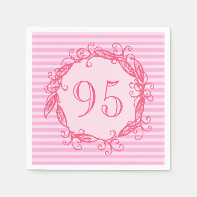 Women's 95th Birthday Beautiful Pink Swirly Napkin (Front)