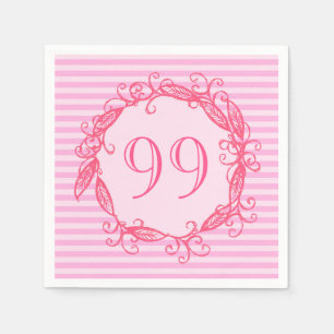 Women's 99th Birthday Beautiful Pink Swirly Napkin